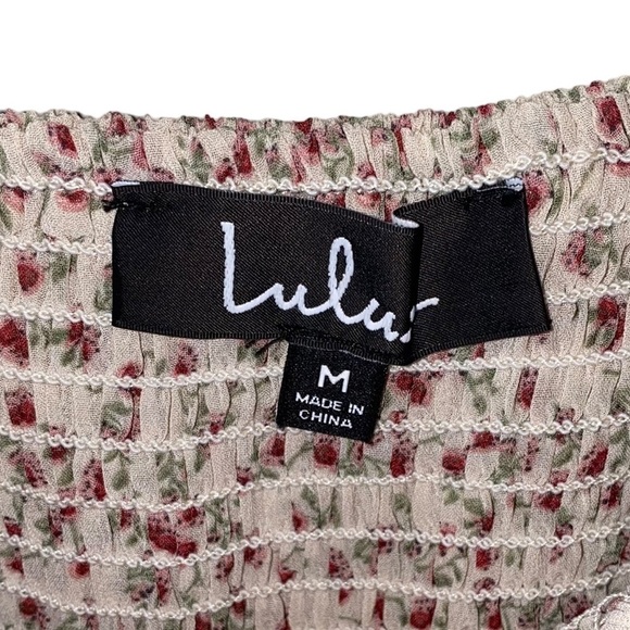 LuLu’s Cottage-core Mini Dress Prairie Floral Print Smocked Bodice Tiered Dress - Picture 3 of 9